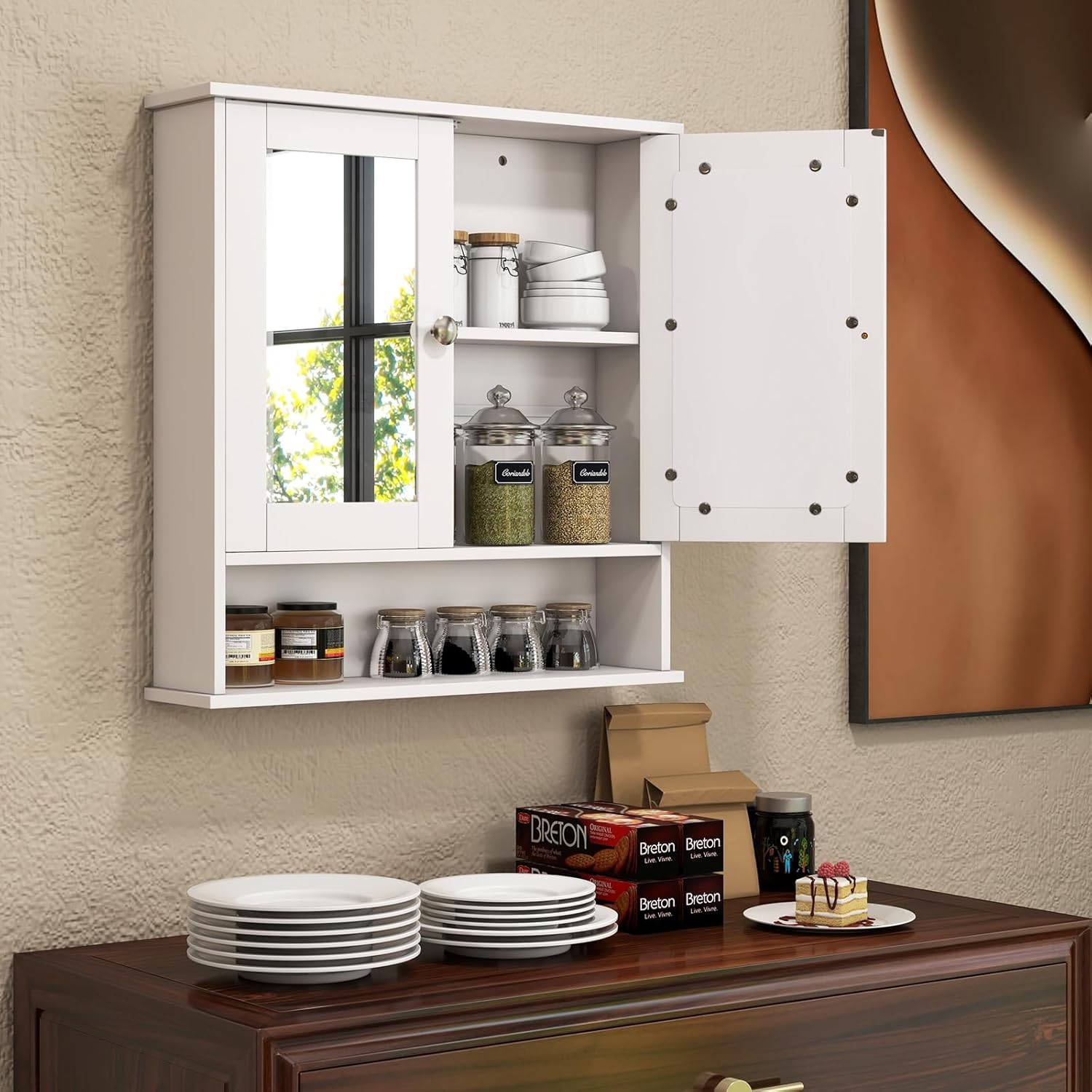 Wall Bathroom Storage Cabinet, White P536