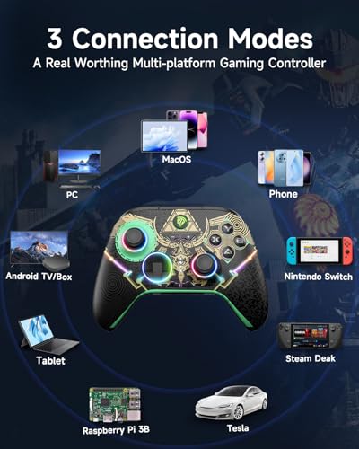 Wireless Bluetooth Controller with Hall Joysticks for PC, Android, Steam and Switch E86358