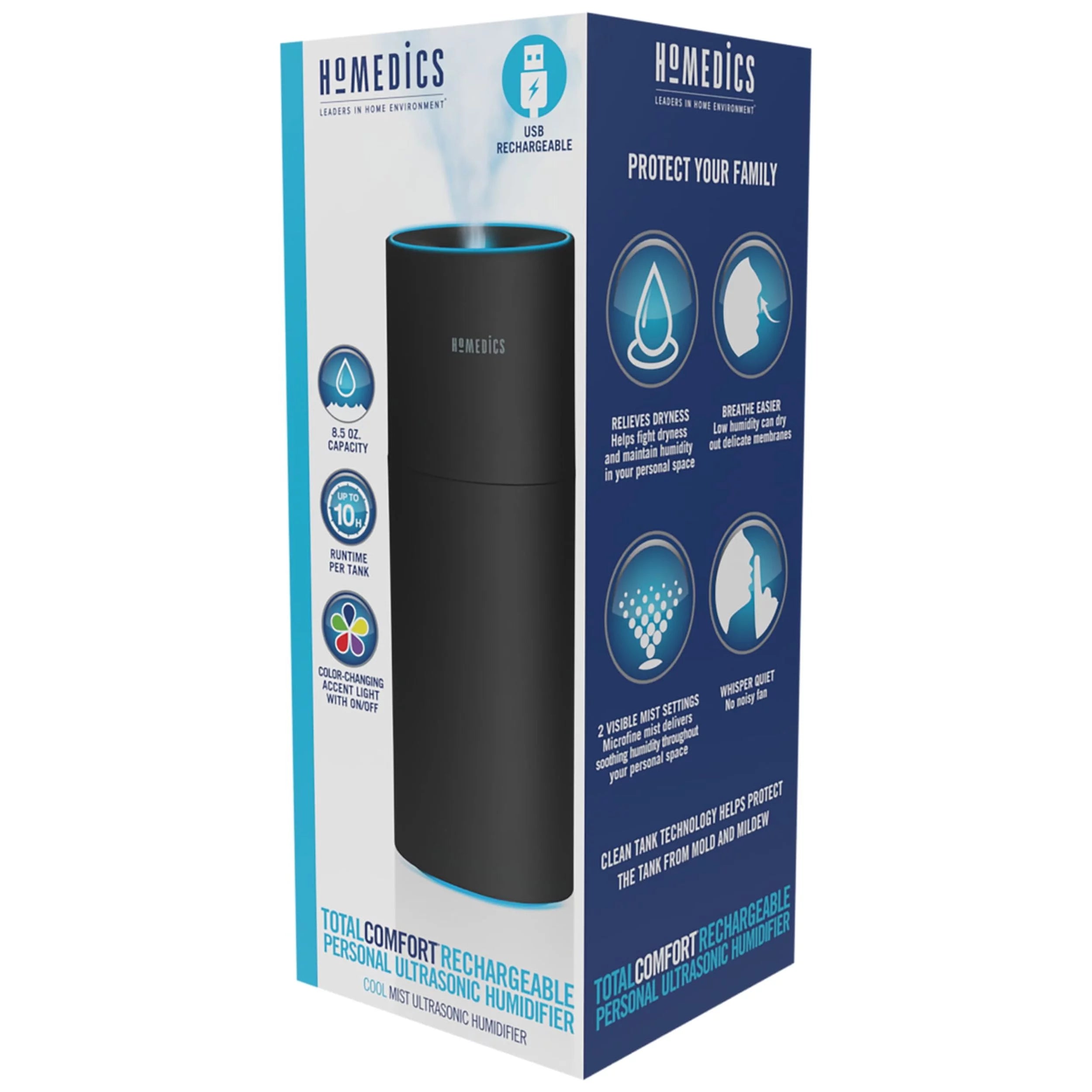 Portable Ultrasonic Humidifier, Cordless, Desktop, Travel, Quiet Cool Mist I794