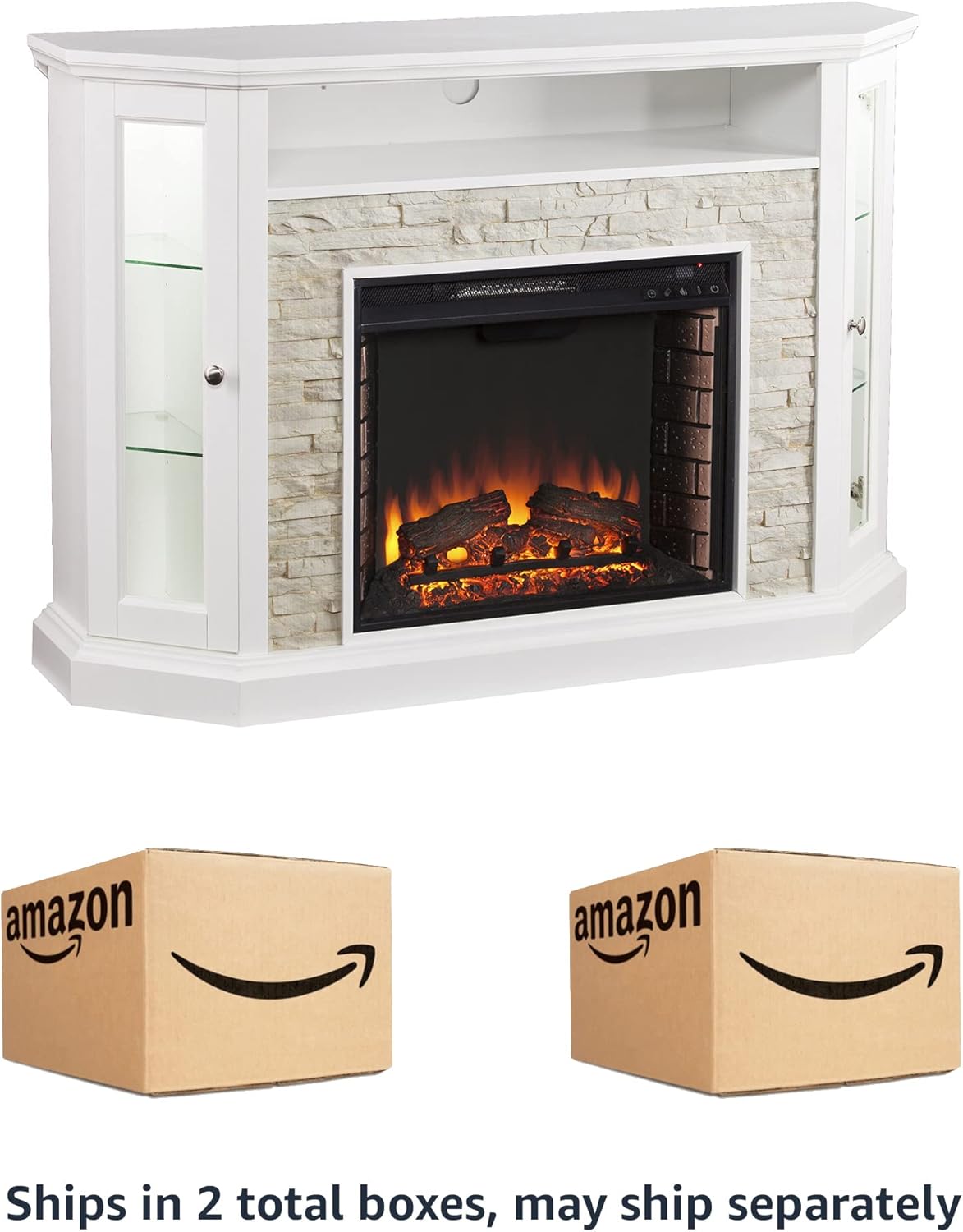 Corner Electric Fireplace Media Storage D87974