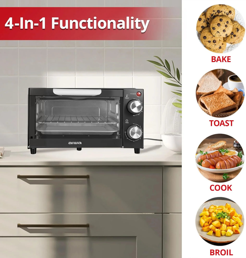 Toaster Oven with Baking Tray, Temperature Control, Timer, Black H772602