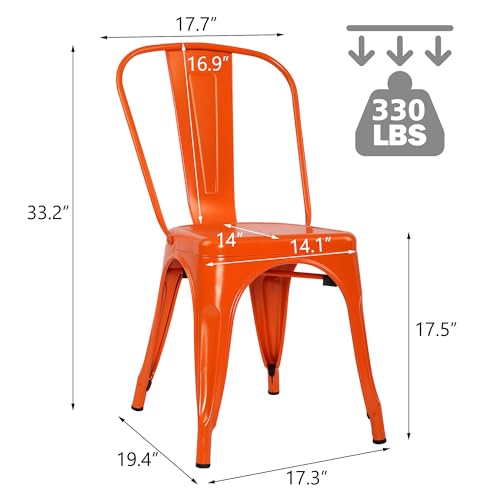 Metal Chairs Set of 4 for Patio Dining Indoor Outdoor Stackable Side Chairs I590