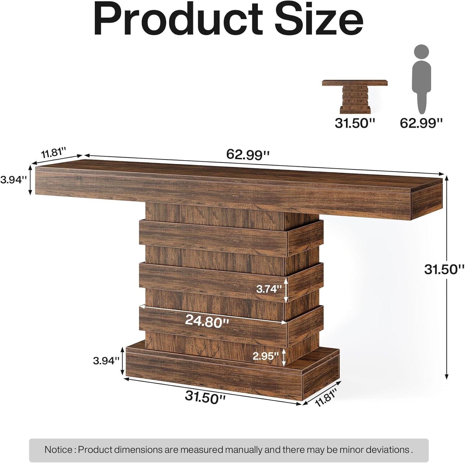 63-Inch Farmhouse Narrow Console Table for Entryway, Living Room, Rustic Brown G281732
