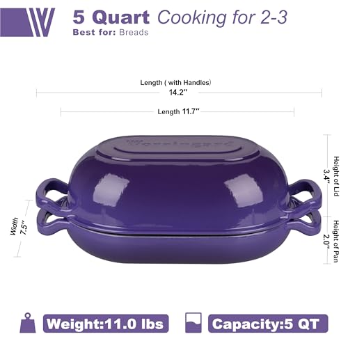 Enameled Cast Iron Dutch Oven with Lid for Bread Baking, 5QT M245