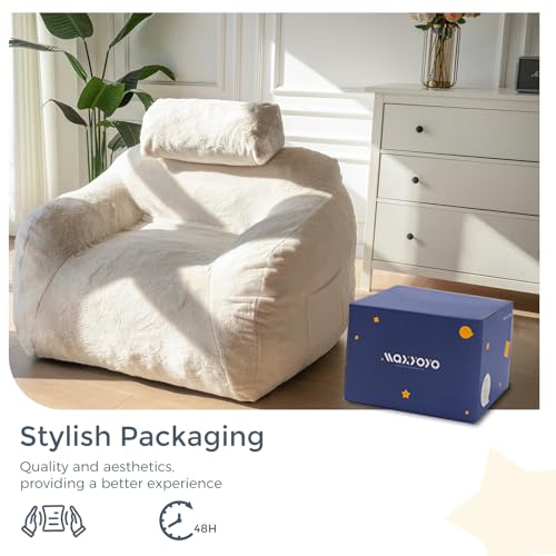 Giant Bean Bag Chair with Pillow, Boucle Sofa for Adults, Large Upholstered Couch B38113