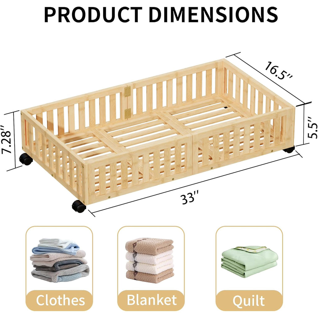 Bamboo Under Bed Storage with Wheels (2-Pack) N491046