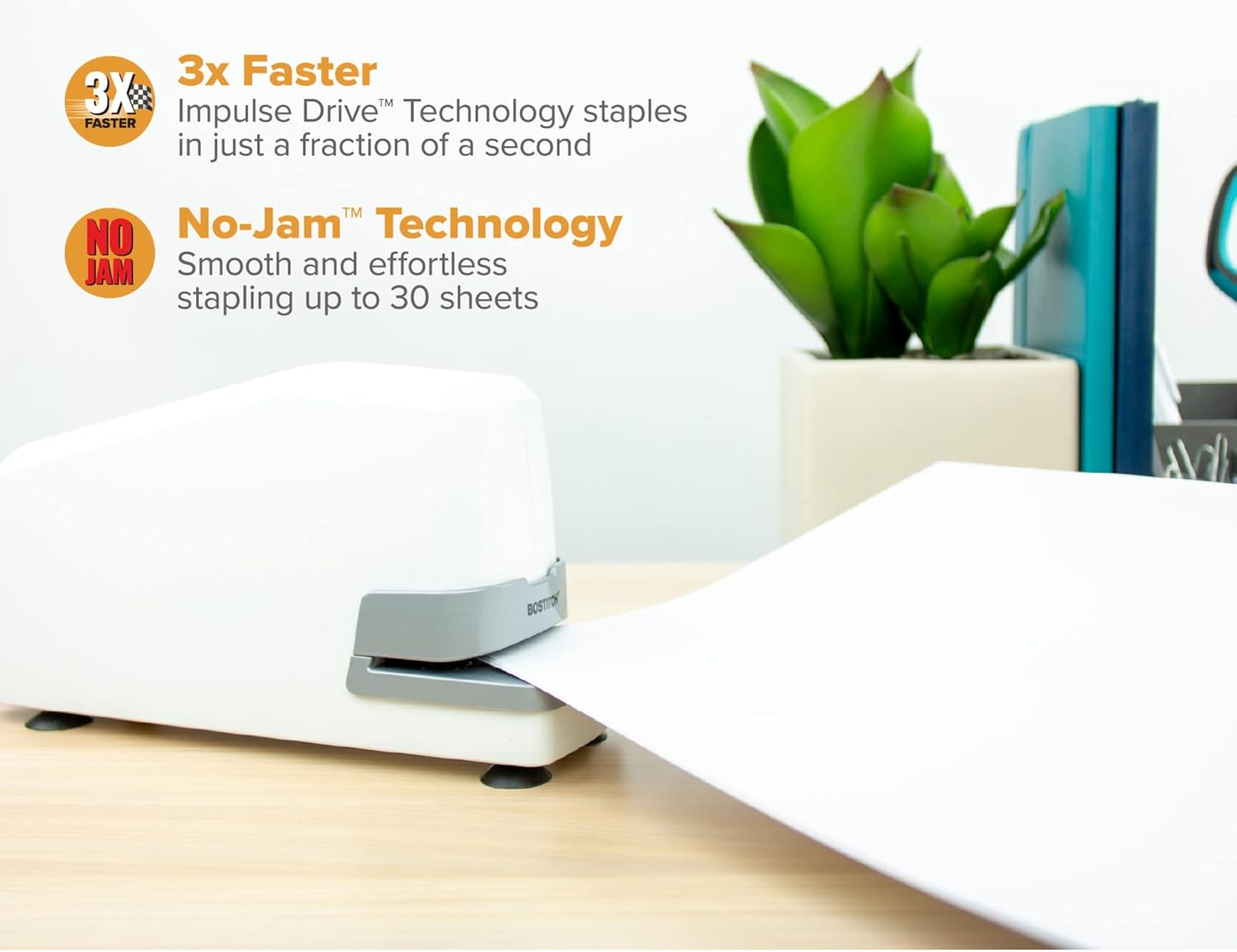 Electric Stapler - Heavy Duty, No-Jam, White U976730