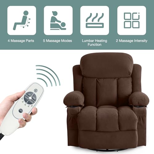 Massage Recliner Chair with Heat and Vibration, Ergonomic Fabric Sofa L1364