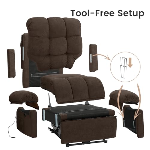Power Recliner Chair for Adults, Adjustable Electric Lift, USB Port, Beige White E472068