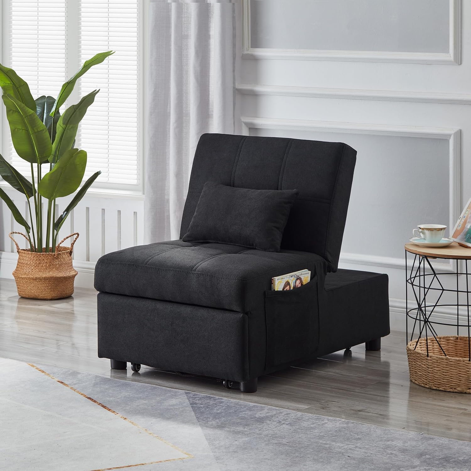 Sleeper Chair Bed Convertible Chairs,Fold Out Single Sofa Bed,4 in 1 Function, Work as Ottoman, Chair,Sofa Bed and Chaise Lounge for Small Space Living