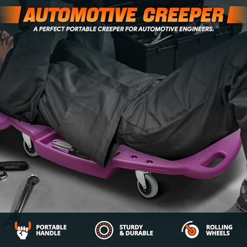 Low Profile Automotive Creeper with Padded Headrest, Red U80837