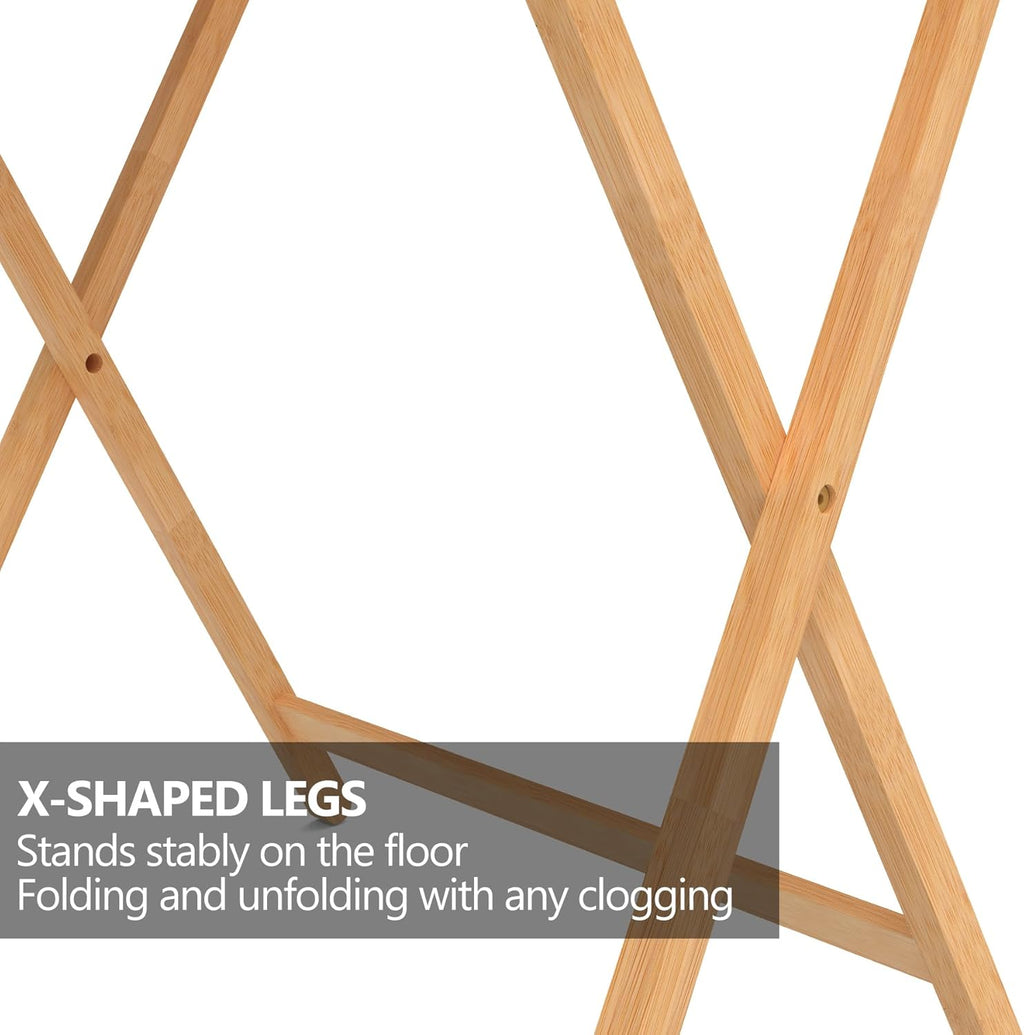 Folding TV Tray Table Set of 2, Bamboo, 24" Tall B694825