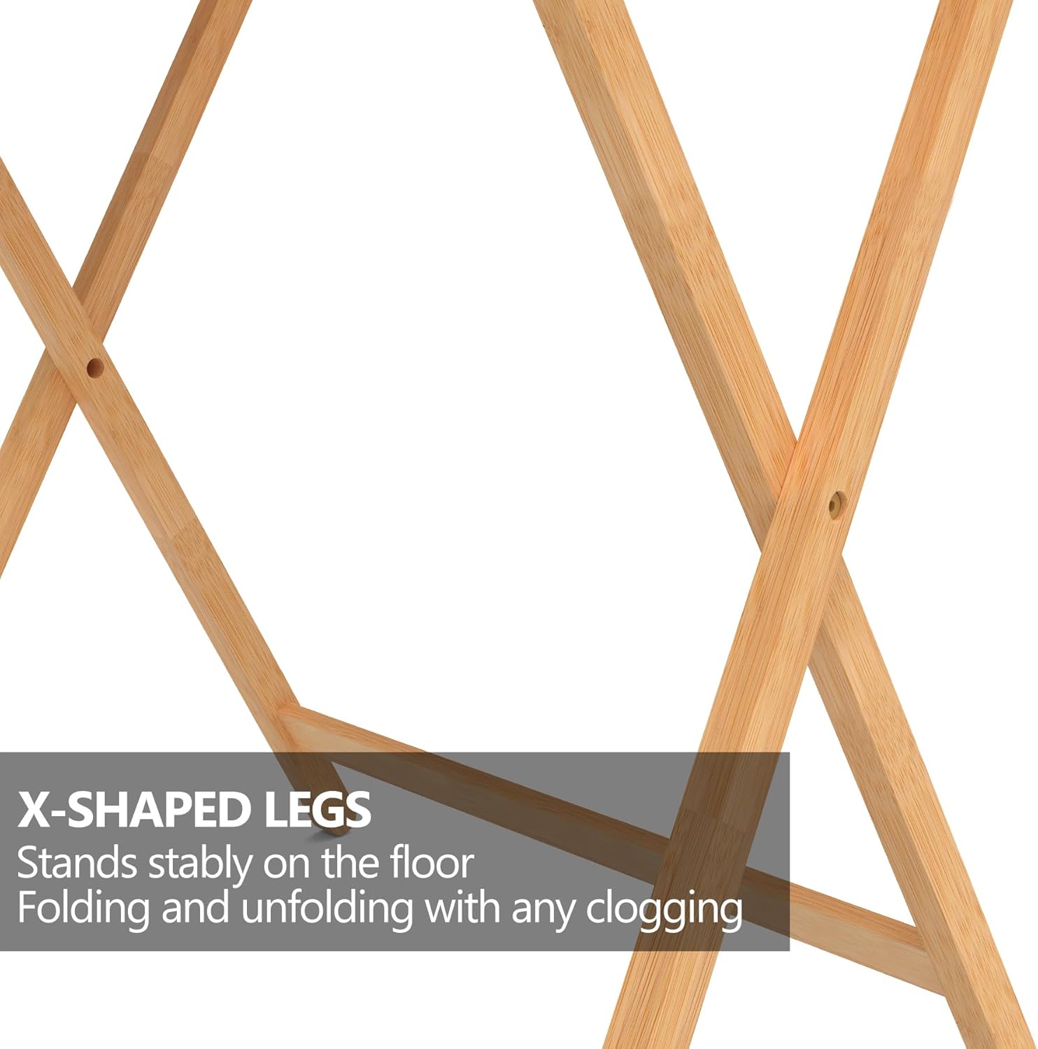 Folding TV Tray Table Set of 2, Bamboo, 24" Tall B694825
