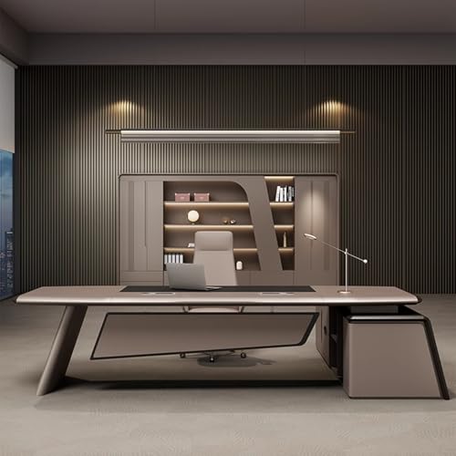 Home Office Computer Desk with Drawer, 94.4" Executive Desk with Storage Cabinet, Business Furniture Set Workstation for Home Office with USB Power Outlet