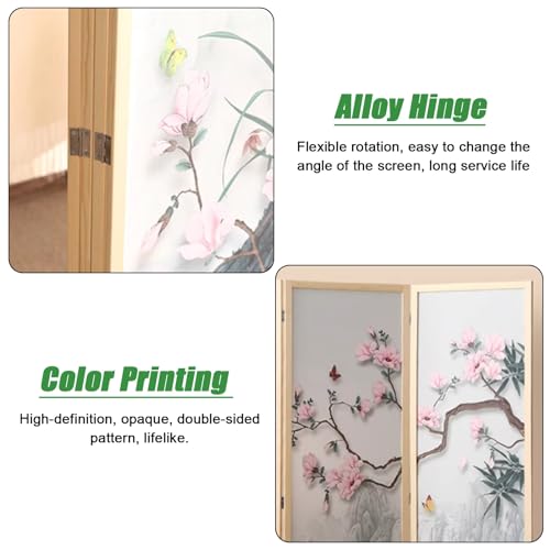 4-Panel Folding Privacy Screen Room Divider, 180-200cm Tall Wooden Partition J785129