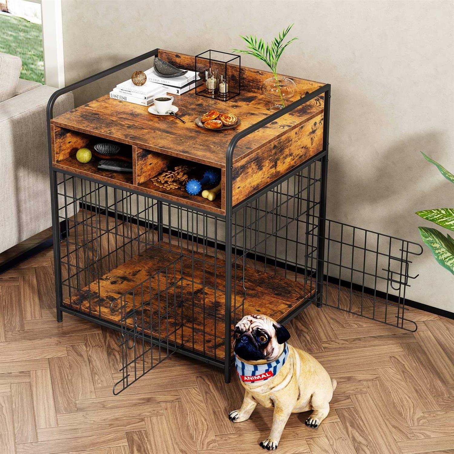 Wood Dog Crate Furniture with Drawers Storage H8212
