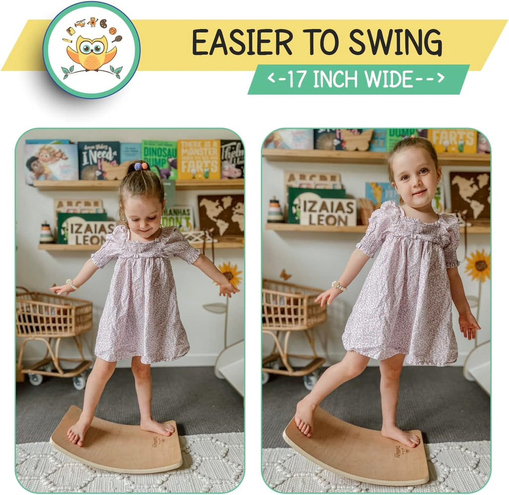 Wooden Wobble Board for Kids Balancing Trainer H3995