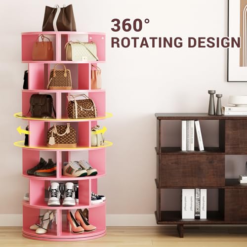 7-Tier Rotating Shoe Rack Tower for Closet, White O47680