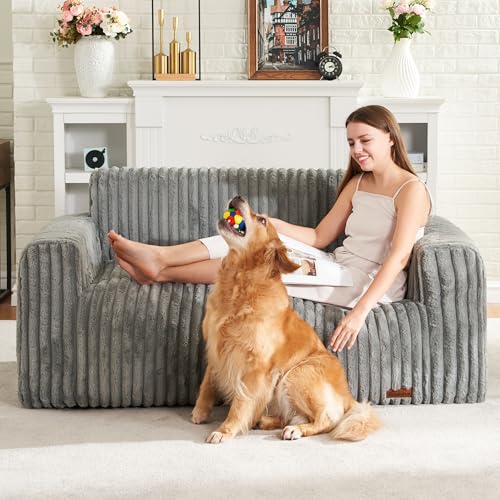 Large Fluffy Bean Bag Sofa with Armrest for Living Room J724