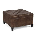 Fabric Storage Ottoman, 28.3" Large Square Ottoman Coffee Table with Storage, Upholstered Oversized Ottoman for Living Room (Dark Gray)