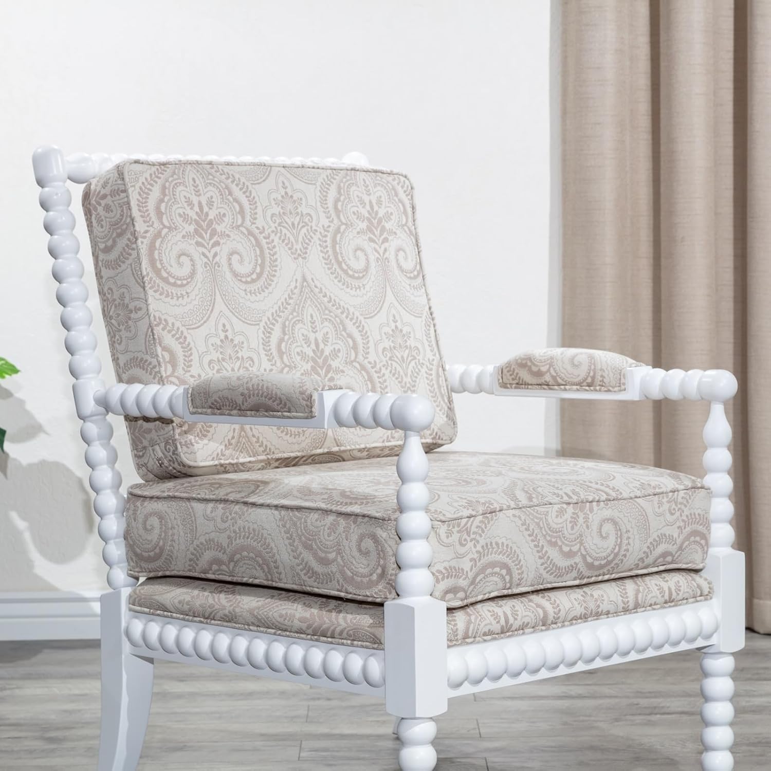 White Fabric Spindle Chair Y615