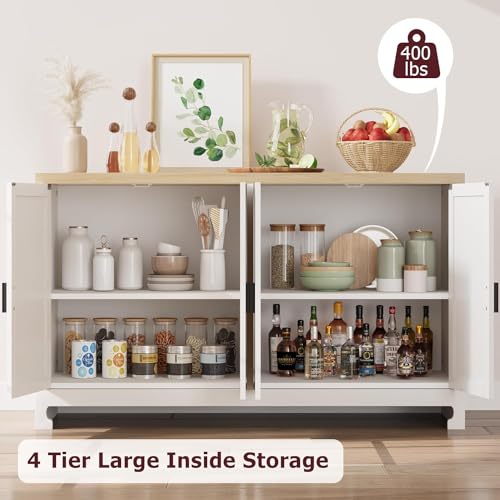 Rattan Storage Cabinet with 4 Doors and Shelf for Dining Room, Living Room, Hallway Z4372