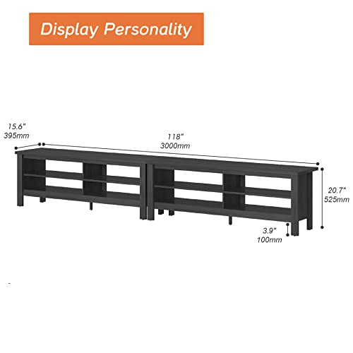 Entertainment Center for 100 Inch TV with 6 Cubby Storage, White H33944