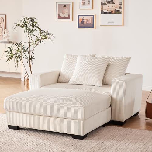 Deep Seat Oversized Chaise Lounge with Ottoman, Grey M910