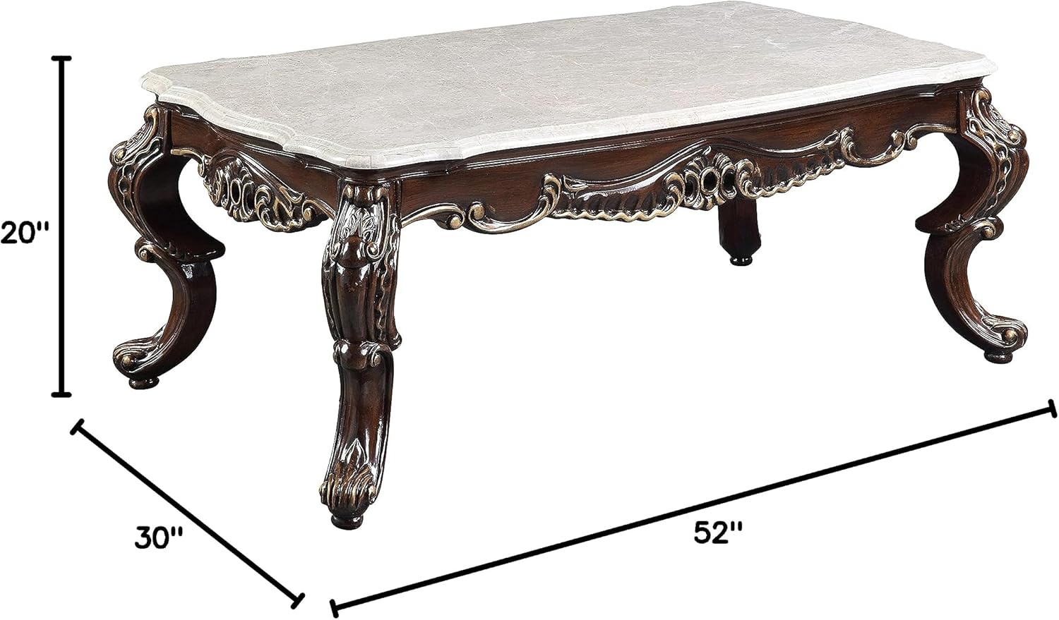 Wooden Coffee Table in Marble and Antique Oak C392