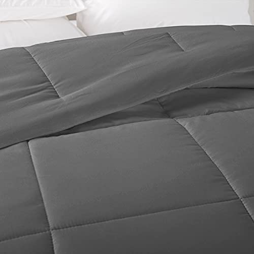 Queen Size Down Alternative Comforter, Box Stitched, Gray F44892