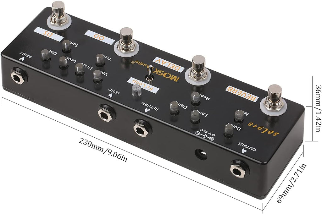 5-in-1 Multi Effect Guitar Pedal with Reverb Delay Overdrive Distortion V801740