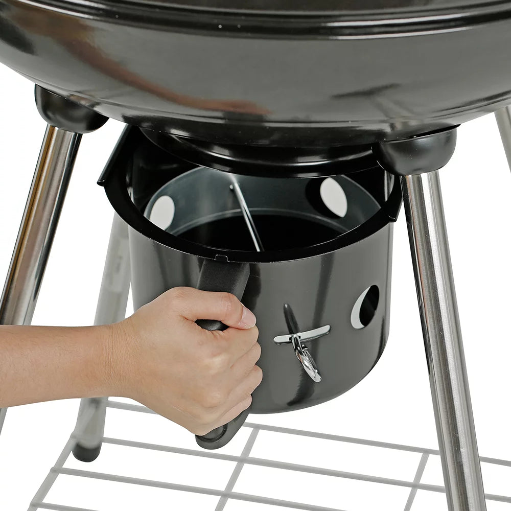 22" Round Portable Charcoal Kettle Grill with 2 Wheels, Black N78983