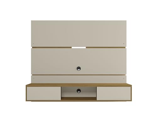 Floating Wall Entertainment Center in Off White and Cinnamon G287365