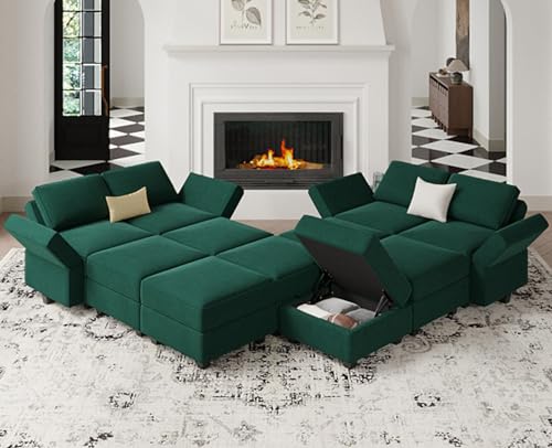 Oversized Modular Sectional Sofa with Storage Ottomans S182