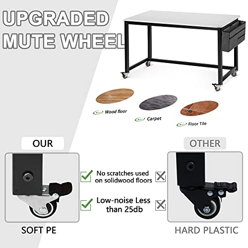 55" Rolling Computer Desk with 4 Wheels, Mobile Writing Desk for Home Office B462168
