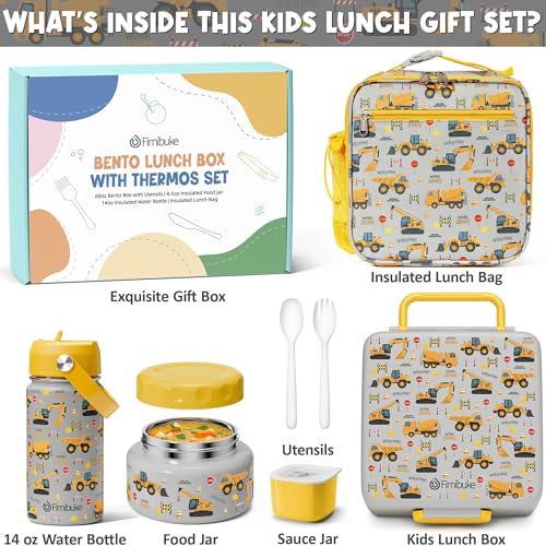Bento Box for Kids Adults - Leakproof 3 Compartments Lunch Set with Thermos, Water Bottle, Lunch Bag & Cutlery C614861