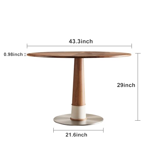 Round Wooden Dining Table for 4-6 People, Solid Wood Legs, Walnut Q976984