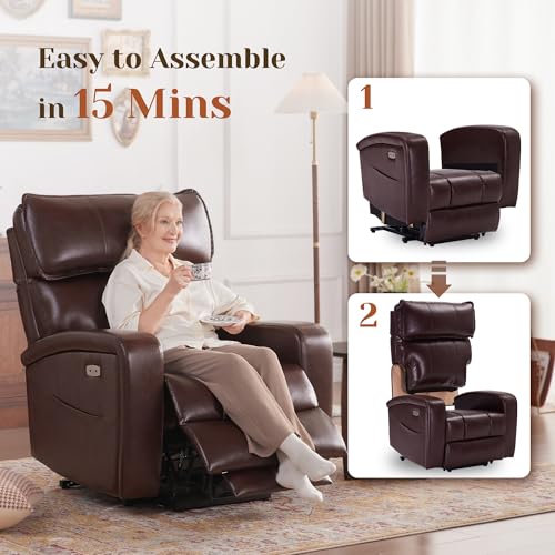 Electric Recliner Chair with Adjustable Headrest, Heat and Massage, USB Ports P31733