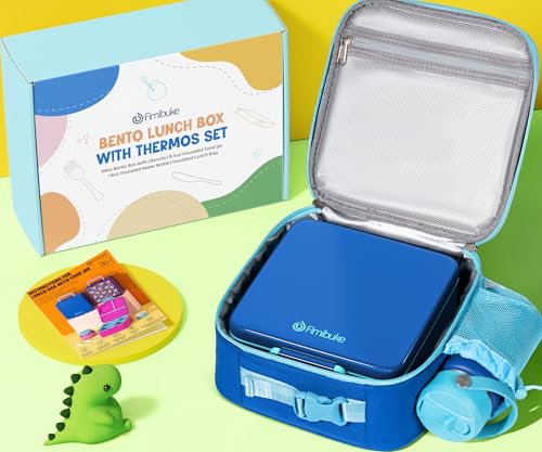 Bento Box for Kids Adults - Leakproof 3 Compartments Lunch Set with Thermos, Water Bottle, Lunch Bag & Cutlery C614861