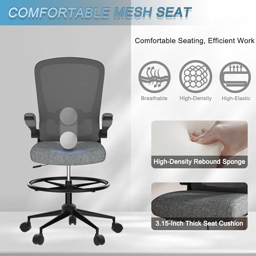Drafting Chair with Flip-up Armrests and Lumbar Support H733