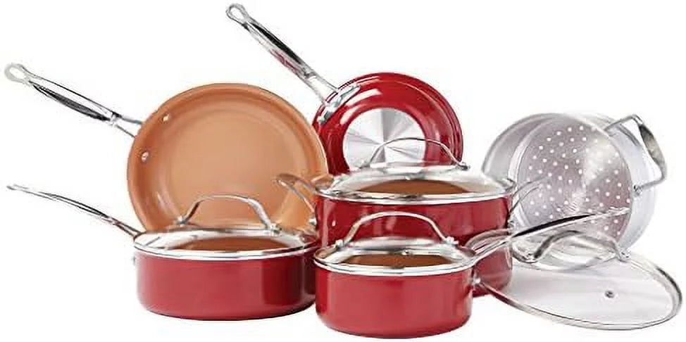 Copper-infused ceramic non-stick cookware set, 10 pc C76630