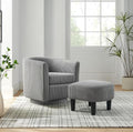 Swivel Accent Chair with Ottoman, Comfy Corduroy Barrel Chair, 360°Swivel Round Arm Chair, Reading Armchair with Footstool Set, Modern Club Sofa Chair for Bedroom, Living Room, Lounge, Office, Grey