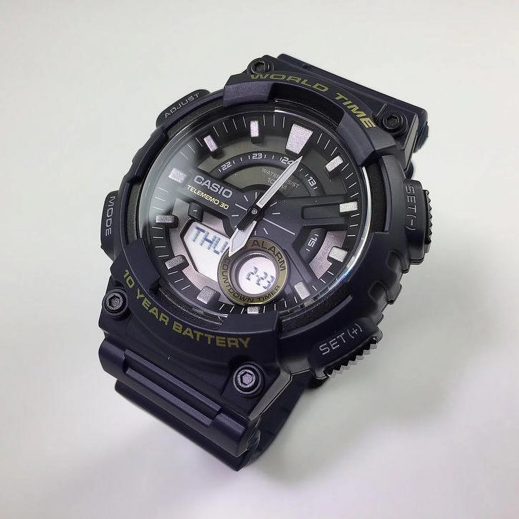 Men's World Time Analog Digital Sport Watch with Resin Band Z908587
