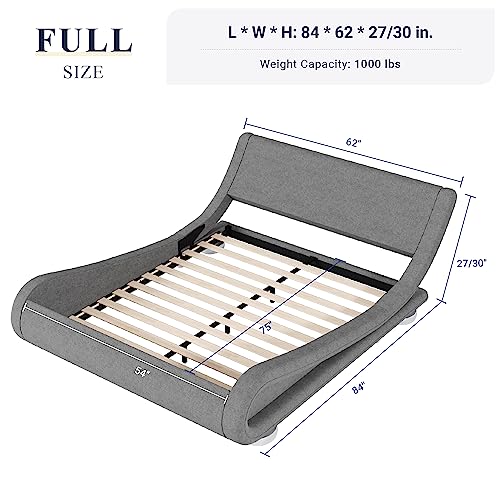 Queen Size Bed Frame with Adjustable Headboard, Upholstered Platform, No Box Spring Required Q625952