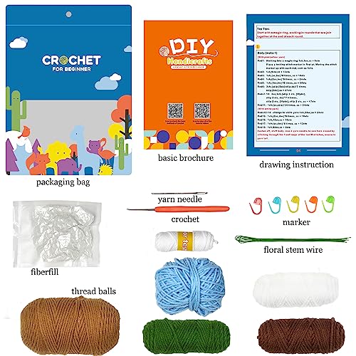 Crochet Kit for Beginners, 6 Pcs Potted Flowers, DIY Starter Kit with Video Tutorials H56169