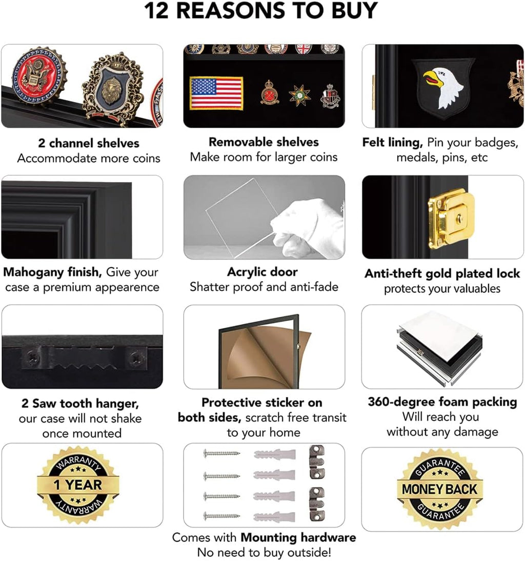 Medals Display Case with Removable Shelves and Pinnable Background P851