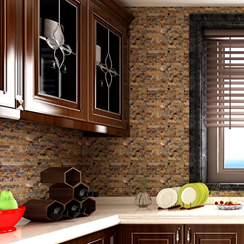 Peel and Stick Stone Metal Tile Backsplash 12 x 12 Inch, 20 Sheets S6487