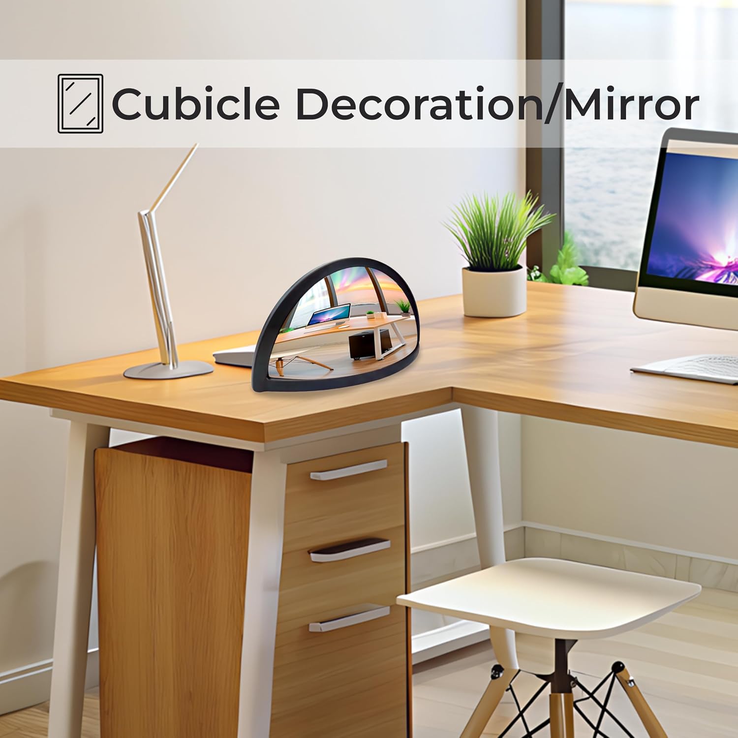 Half Concave Mirror for Cubicle Desk, See Behind You, Office Accessories B464728