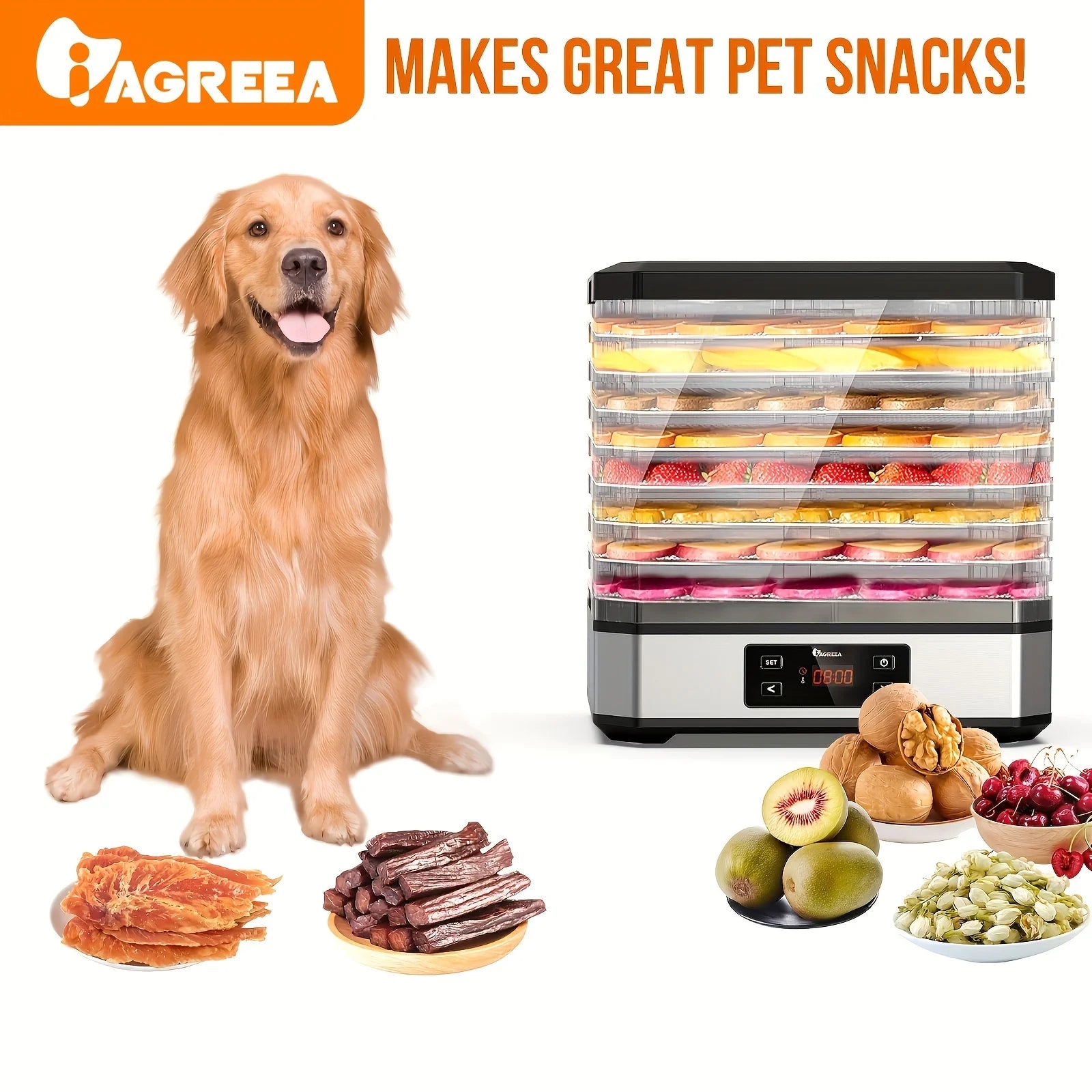 Food Dehydrator with 8 Trays, Digital Timer and Temperature Control P32552