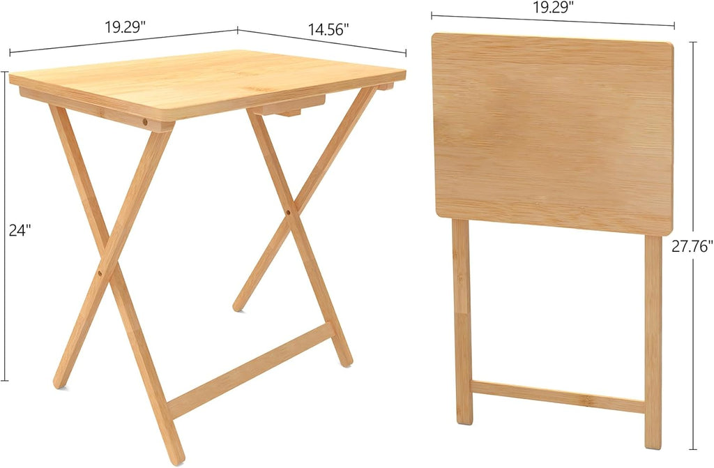 Folding TV Tray Table Set of 2, Bamboo, 24" Tall B694825
